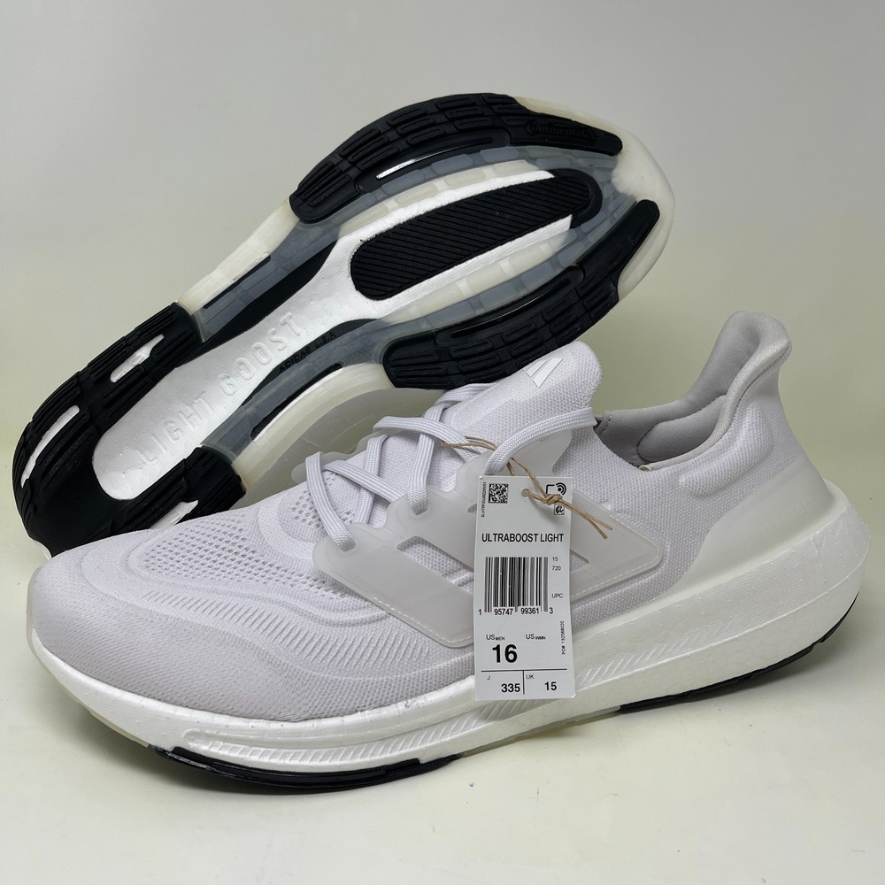 Adidas Ultraboost Light Triple White Running Shoes Sneakers Mens Size 16 GY9350